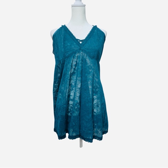 NWT Torrid Aria Lace Fit And Flare Babydoll - Dark Turquoise - Picture 2 of 8